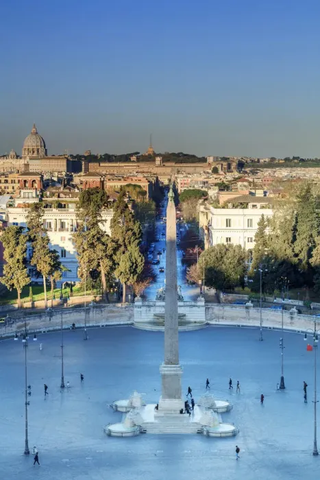 Framed Print : Italy, Rome, Popolo square at sunrise from Pincio viewpoint with St Framed Print : Italy, Rome, Popolo square at sunrise from Pincio viewpoint with St