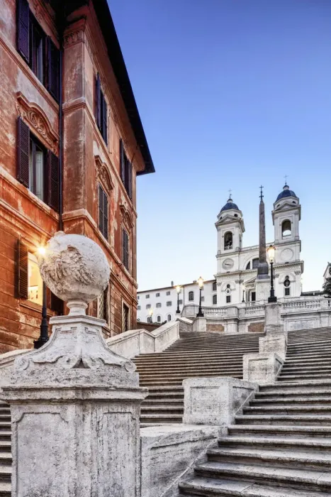 Framed Print : Italy, Rome, Spagna Square with Trinita dei Monti and Barcaccia fountain by night Framed Print : Italy, Rome, Spagna Square with Trinita dei Monti and Barcaccia fountain by night