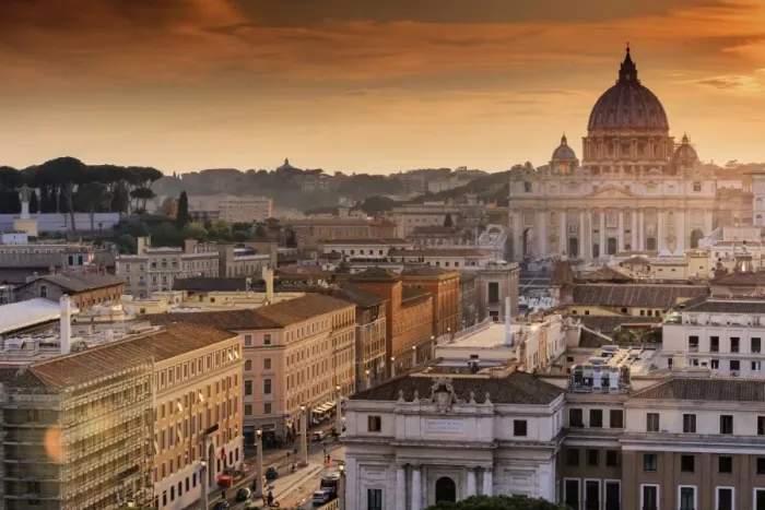 Framed Print : Italy, Rome, St. Peter Basilica and Via della Conciliazione elevated view at sunset Framed Print : Italy, Rome, St. Peter Basilica and Via della Conciliazione elevated view at sunset