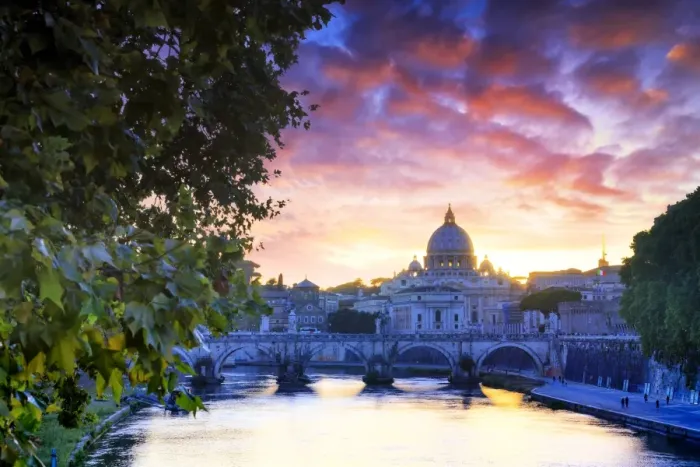 Framed Print : Italy, Rome, St. Peter Basilica by night reflecting on Tevere river Framed Print : Italy, Rome, St. Peter Basilica by night reflecting on Tevere river