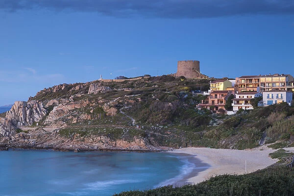 Italy, Sardinia, Santa Teresa Gallura, Rena Bianca beach and Longosardo Tower