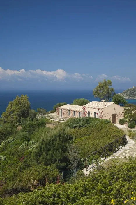 Framed Print : Italy, Sardinia, Sarrabus area, Capitana, cliff side house Framed Print : Italy, Sardinia, Sarrabus area, Capitana, cliff side house