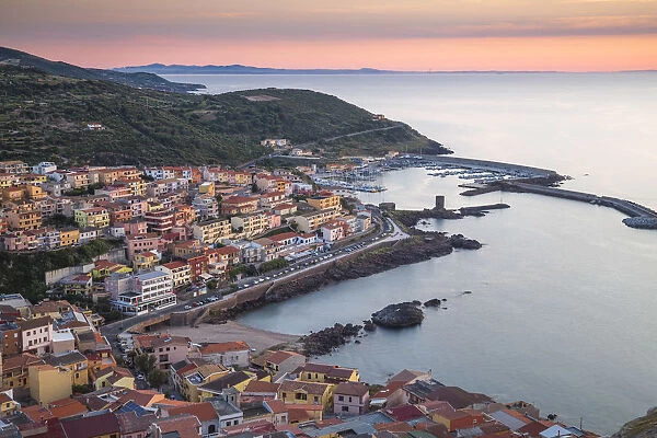Italy, Sardinia, Sassari Province, Castelsardo, View towards marina