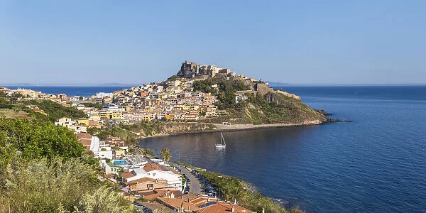 Italy, Sardinia, Sassari Province, Castelsardo, View towards ancient castle