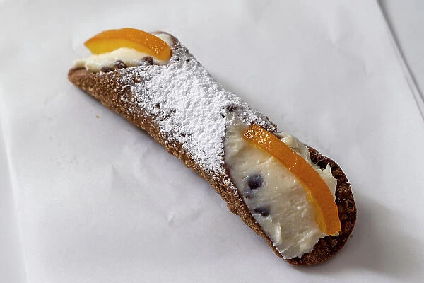 Italy, Sicily, cannoli, an Italian pastry with a creamy filling made from ricotta