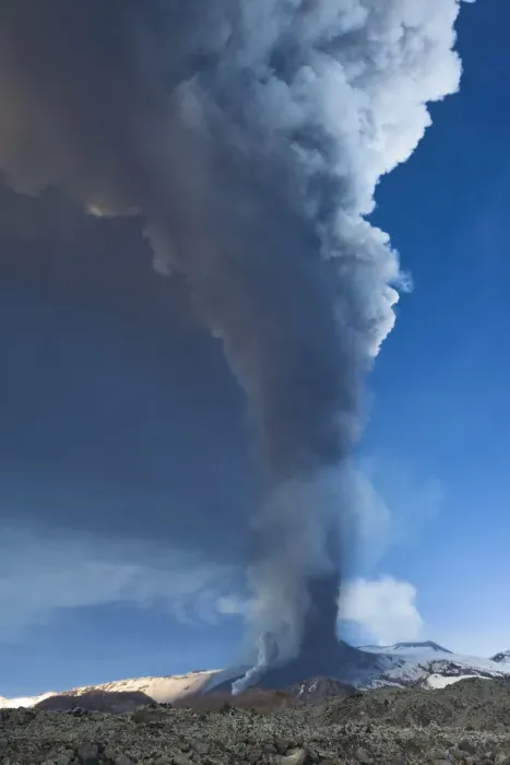 Framed Print : Italy, Sicily, Etna, 4th paroxysm of 2012, a huge cloud of ash rises into the sky while Framed Print : Italy, Sicily, Etna, 4th paroxysm of 2012, a huge cloud of ash rises into the sky while