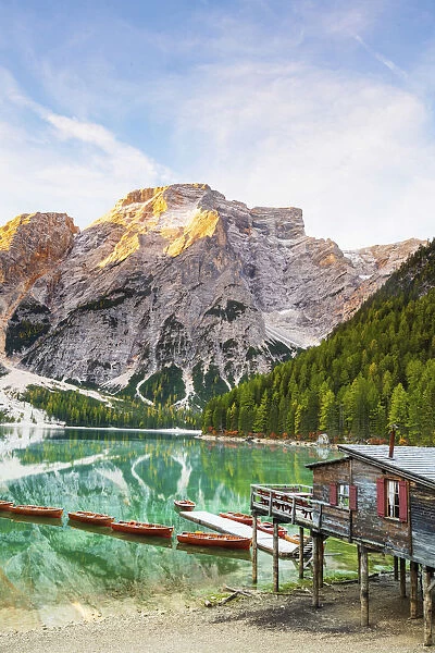Italy, South Tyrol, Bolzano, Braies Lake