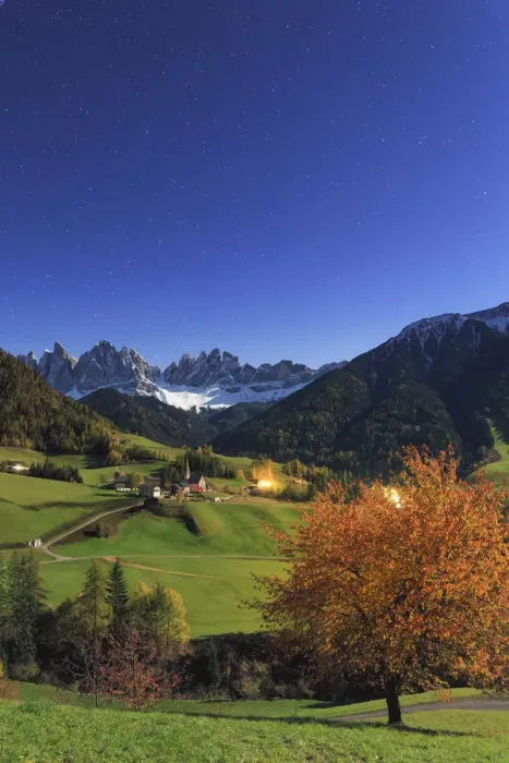 Framed Print : Italy, Trentino Alto Adige, South Tyrol Region, Night view of Val di Funes and Santa Framed Print : Italy, Trentino Alto Adige, South Tyrol Region, Night view of Val di Funes and Santa