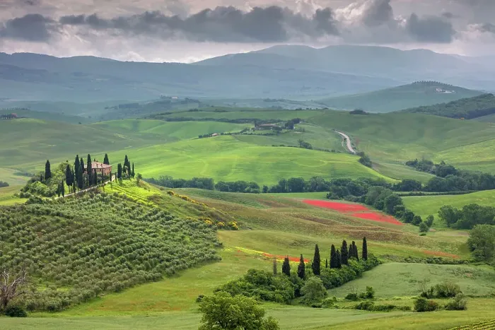 Framed Print : Italy, Tuscany, Crete landscape, estate near San Quirico d Orcia Framed Print : Italy, Tuscany, Crete landscape, estate near San Quirico d Orcia