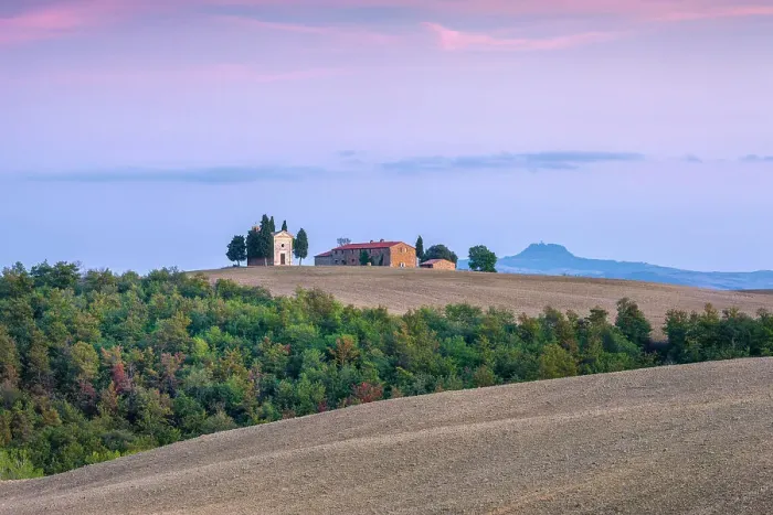 Framed Print : Italy, Tuscany, Crete landscape, Vitaleta chapel, near Pienza town Framed Print : Italy, Tuscany, Crete landscape, Vitaleta chapel, near Pienza town
