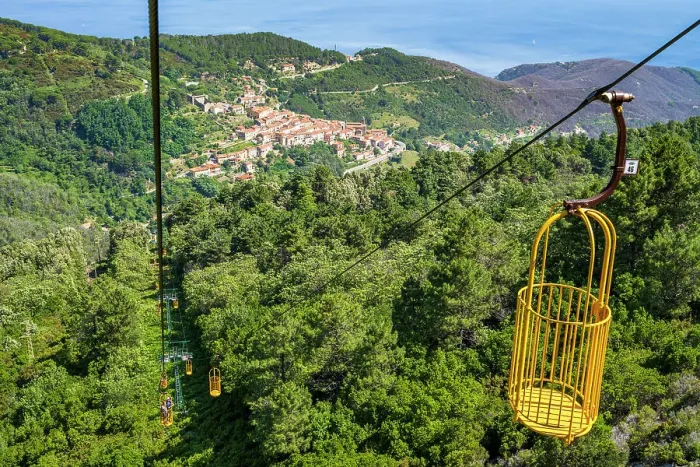 Framed Print : Italy, Tuscany, Elba. The cable car to the Monte Capanne from Marciana Framed Print : Italy, Tuscany, Elba. The cable car to the Monte Capanne from Marciana