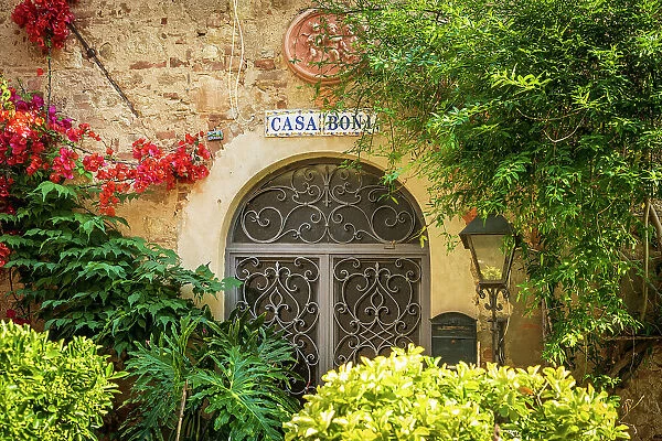 Italy, Tuscany. A house entrance in bolgheri