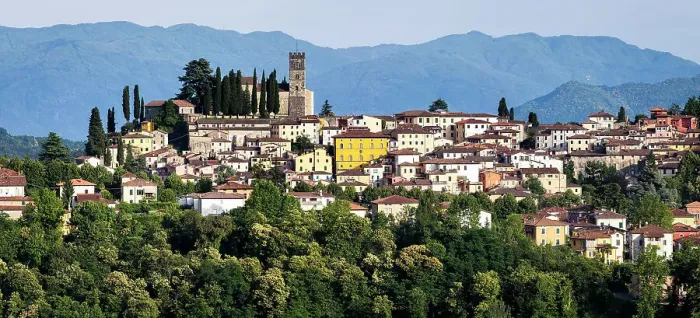 Framed Print : Italy, Tuscany, Serchio Valley, View of Barga from Albiano Framed Print : Italy, Tuscany, Serchio Valley, View of Barga from Albiano