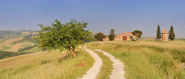Italy, Tuscany, Siena district, Orcia Valley, San Quirico d Orcia. Vitaleta chapel