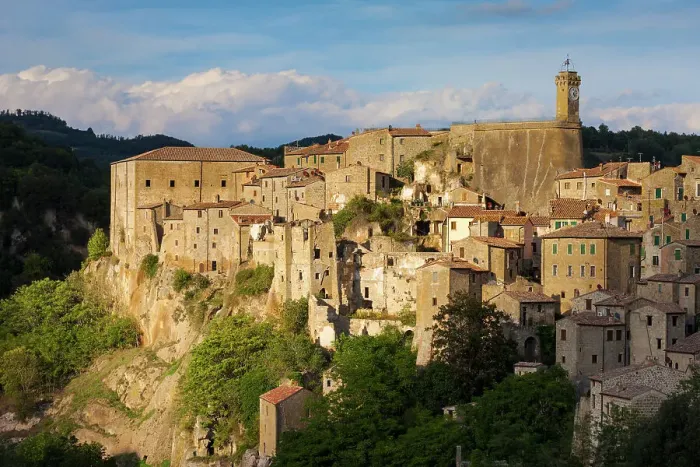 Framed Print : Italy, Tuscany, Sorano town, Tuff rock Framed Print : Italy, Tuscany, Sorano town, Tuff rock
