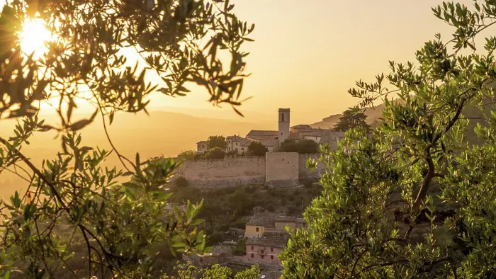 Framed Print : Italy, Umbria. The little village of Campello Alto near Trevi Framed Print : Italy, Umbria. The little village of Campello Alto near Trevi