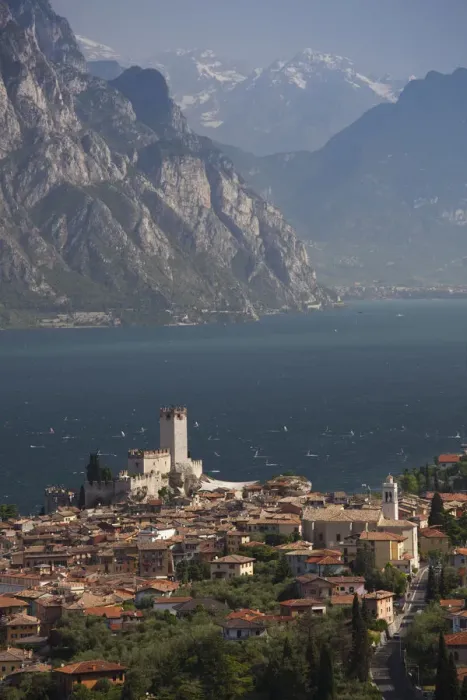 Framed Print : Italy, Veneto, Lake District, Lake Garda, Malcesine, aerial town view Framed Print : Italy, Veneto, Lake District, Lake Garda, Malcesine, aerial town view