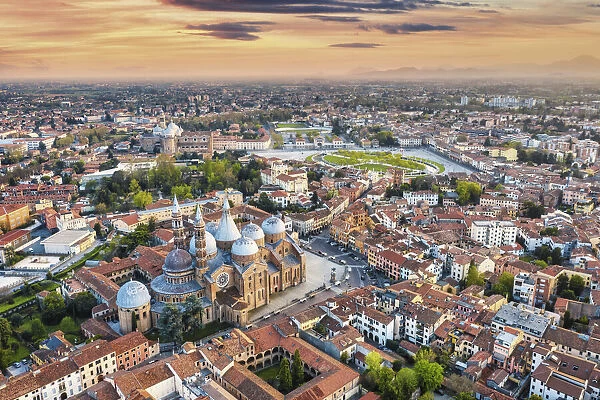 Italy, Veneto, Padua, Prato della Valle square and Basilica of St. Anthony of Padua