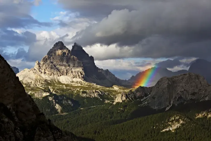 Framed Print : Italy, Veneto, Rainbow over the Tre Cime di Lavaredo