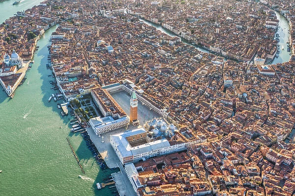 Italy, Veneto, Venice, Aerial view of St Marks square and city centre
