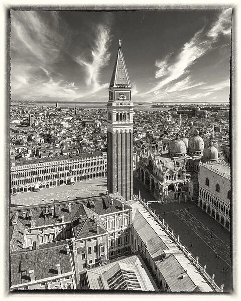 Italy, Veneto, Venice, Aerial view of St Marks square and city centre