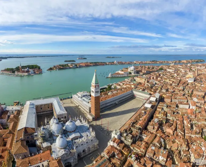 Framed Print : Italy, Veneto, Venice, Aerial view of St Marks square and city centre Framed Print : Italy, Veneto, Venice, Aerial view of St Marks square and city centre