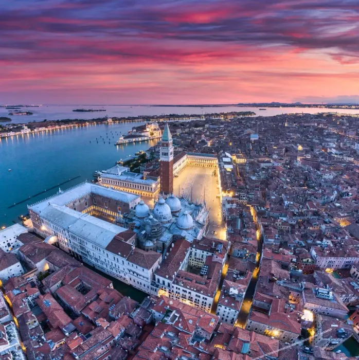 Framed Print : Italy, Veneto, Venice, Aerial view of St Marks square and city centre Framed Print : Italy, Veneto, Venice, Aerial view of St Marks square and city centre