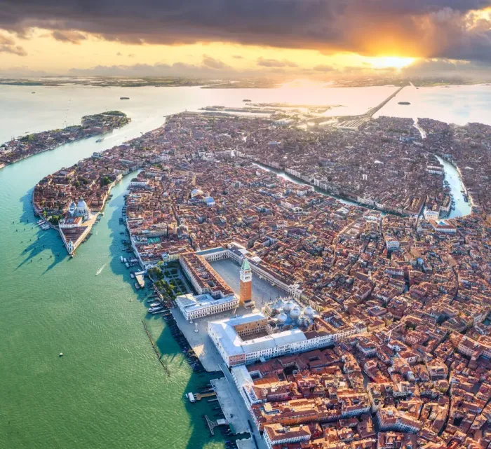 Framed Print : Italy, Veneto, Venice, Aerial view of St Marks square and city centre Framed Print : Italy, Veneto, Venice, Aerial view of St Marks square and city centre