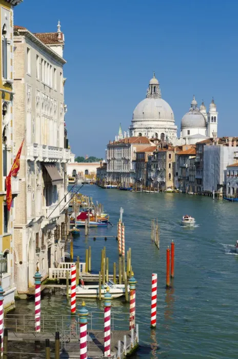 Framed Print : Italy, Veneto, Venice, Grand Canal, Santa Maria della Salute from Accademia Bridge