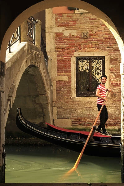 Italy, Veneto, Venice, Sestiere of San Marco, Small canal and Gondola