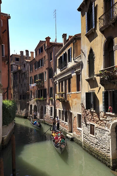 Italy, Veneto, Venice, Sestiere of San Marco, Small canal and Gondola