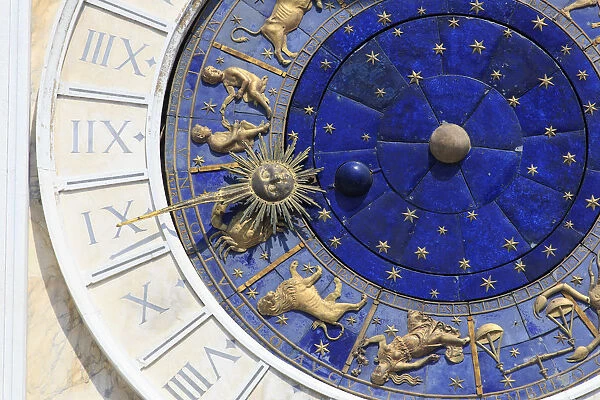 Italy, Veneto, Venice, Sestiere of San Marco, Detail of Astronomical Clock