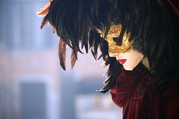 Italy, Veneto, Venice; A Venetian Mask on a mannequin