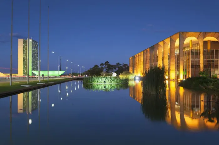 Framed Print : Itamaraty Palace and National Congress at dusk, Brasilia, Federal District, Brazil Framed Print : Itamaraty Palace and National Congress at dusk, Brasilia, Federal District, Brazil