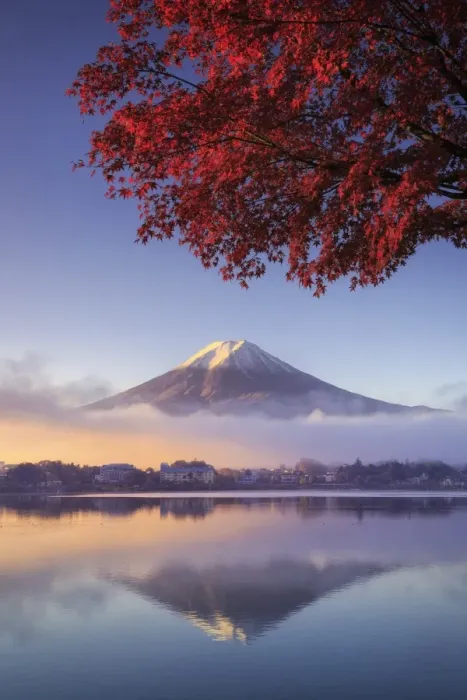 Framed Print : Japan, Fuji - Hakone - Izu National Park, Mt Fuji and Kawaguchi Ko Lake