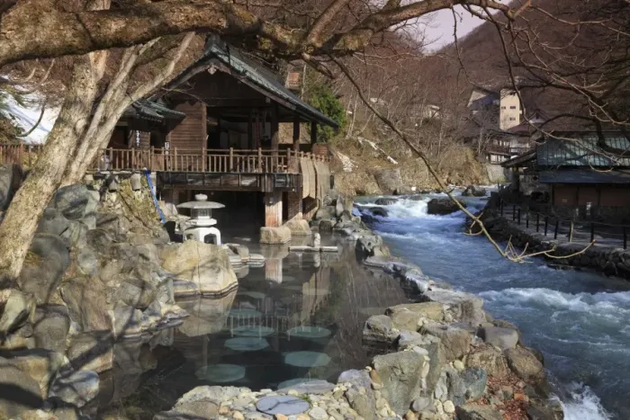 Framed Print : Japan, Gunma Prefecture, Takaragawa Onsen, outdoor hot springs along Takaragawa river Framed Print : Japan, Gunma Prefecture, Takaragawa Onsen, outdoor hot springs along Takaragawa river