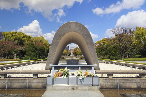 Japan, Hiroshima, Peace Memorial Park (UNESCO Site), Cenotaph for the Atomic Bomb Victims