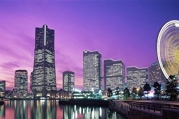 Japan, Honshu, Yokohama, Yokohama Pier, Night View of Minatomirai