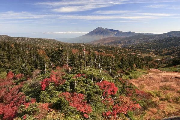 Japan, Honshu Island, Towada Hachimantai National Park, Mt. Iwate and Fall Colours