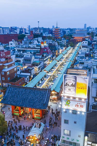 Japan, Honshu, Tokyo, Asakusa, Nakamise Shopping Street and Sensoji Temple aka Asakusa