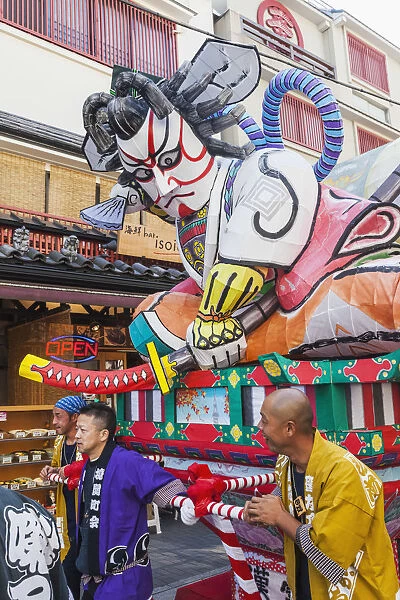 Japan, Honshu, Tokyo, Asakusa, Nebuta Festival, Float with Giant Kabuki Actor