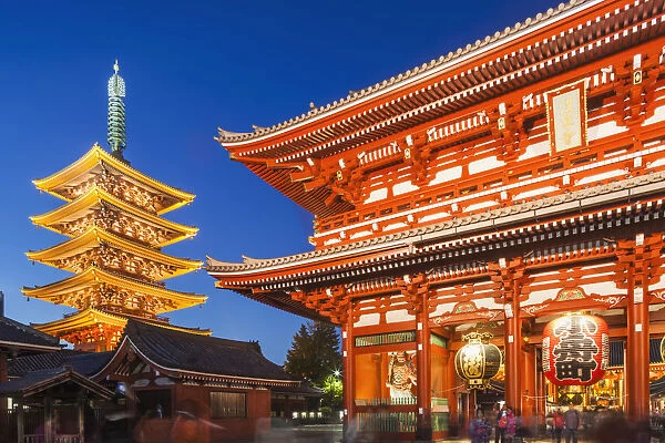 Japan, Honshu, Tokyo, Asakusa, Sensoji Temple aka Asakusa Kannon Temple, Pagoda