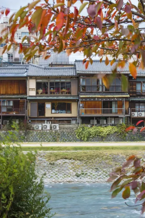 Framed Print : Japan, Kyoto, Restaurants on banks of Kamo river Framed Print : Japan, Kyoto, Restaurants on banks of Kamo river