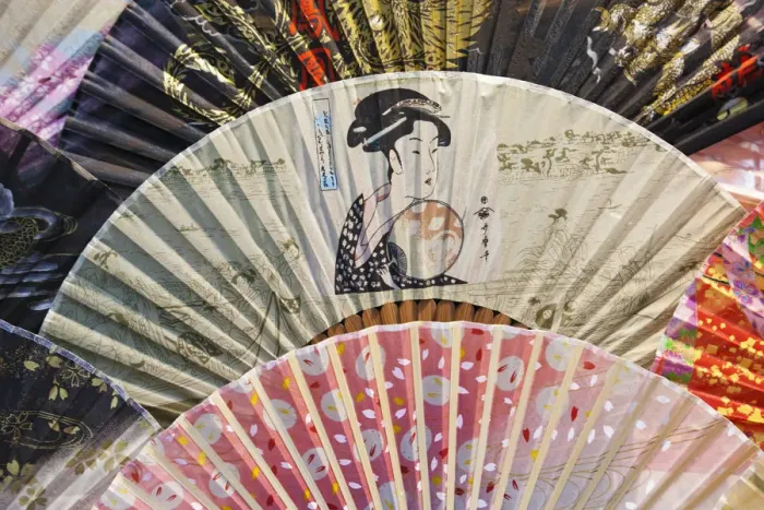 Framed Print : Japan, Tokyo, Asakusa, Asakusa Kannon Temple, Nakamise Shopping Street, Detail of Fans