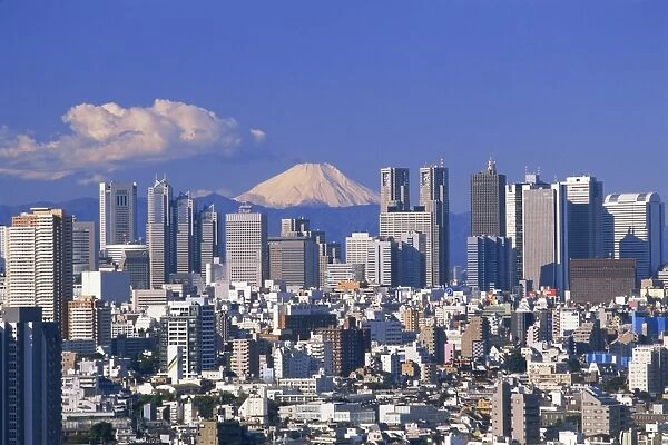 Japan, Tokyo, Mt.Fuji and Tokyo Shinjuku Area Skyline