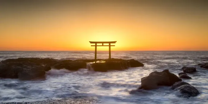 Framed Print : Japanese torii gate at the coast, Ibaraki, Oarai, Japan Framed Print : Japanese torii gate at the coast, Ibaraki, Oarai, Japan