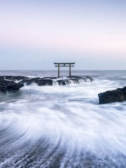 Framed Print : Japanese torii gate at the coast, Ibaraki, Oarai, Japan Framed Print : Japanese torii gate at the coast, Ibaraki, Oarai, Japan