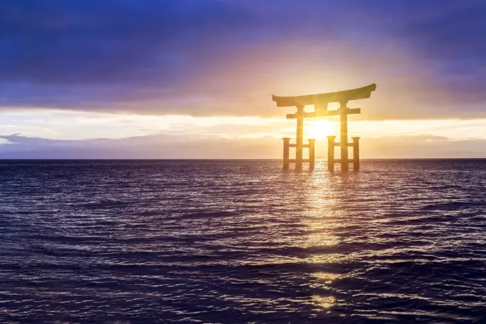 Framed Print : Japanese Torii Gate at sunrise, Lake Biwa, Takashima, Shiga prefecture, Japan Framed Print : Japanese Torii Gate at sunrise, Lake Biwa, Takashima, Shiga prefecture, Japan