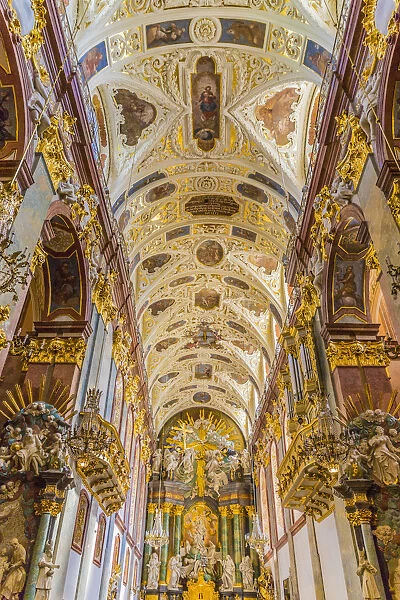 The Jasna Gora Monastery in Czestochowa, Poland. Baroque interior of the Basilica of the
