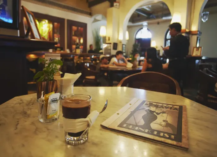 Framed Print : Java coffee at Cafe Batavia, Kota, Jakarta, Java, Indonesia Framed Print : Java coffee at Cafe Batavia, Kota, Jakarta, Java, Indonesia